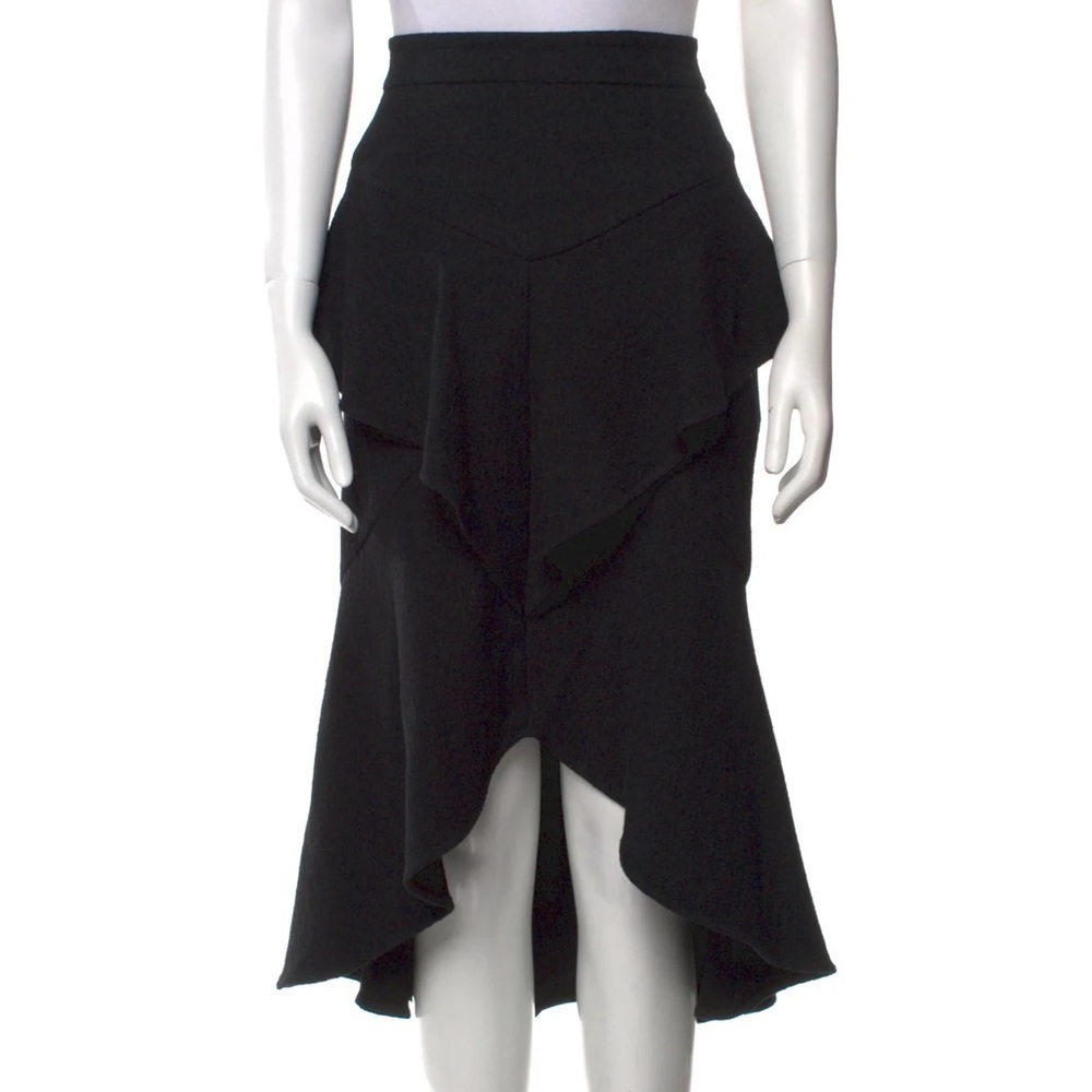 Rebecca Vallance Black Midi Skirt floral laser cutout assymetrical 6